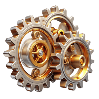 wonderful classic Steampunk gears interconnected, intricate clockwork mechanism, metallic reflections, studio lighting premium png