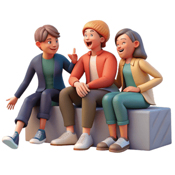 beautiful abstract A group of friends sitting on a stoop, laughing and talking, evening, warm lighting, slice-of-life style genuine png