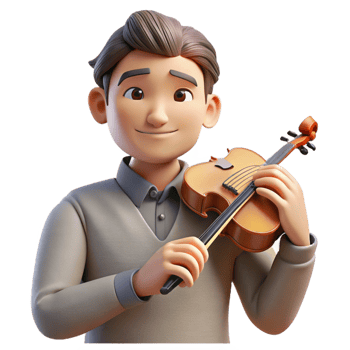 vibrant rustic Portrait of a thoughtful musician holding a violin, soft, diffused lighting, Romantic style exclusive png