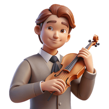 dramatic traditional Portrait of a thoughtful musician holding a violin, soft, diffused lighting, Romantic style high resolution png