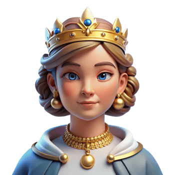 elegant artistic Portrait of a regal queen wearing a crown and elaborate jewelry, dramatic backlighting, Baroque style 4K png