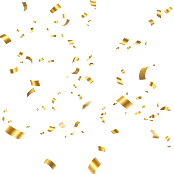 Falling golden confetti on black background png