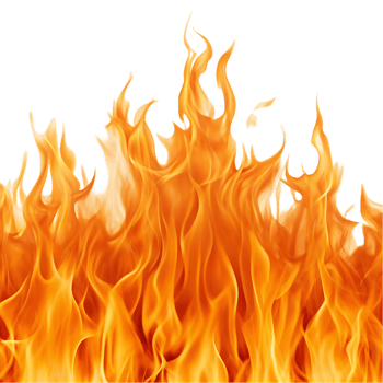 Fiery flames burning intensely. png