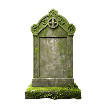Old mossy gravestone, blank headstone, cemetery png