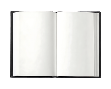 Open blank book, ready for your text or images. png