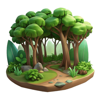 elegant traditional Portrait of a serene forest scene with lush foliage, dappled sunlight, landscape painting style high quality png