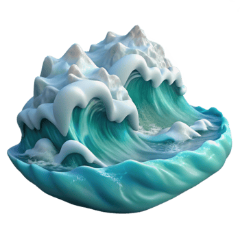 elegant creative Portrait of a tranquil ocean scene with crashing waves, soft, diffused lighting, seascape painting style genuine png