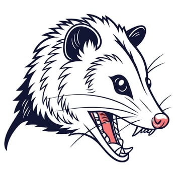 Snarling Opossum Head Illustration vector