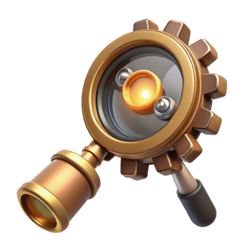 vibrant modern A sophisticated steampunk monocle with intricate gears and a magnifying lens, illuminated by a single, focused beam of light exclusive png