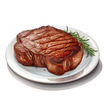 Juicy perfectly grilled steak served on a white plate png