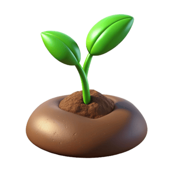 elegant rustic A sprouting seedling pushing through rich soil, close-up, dramatic lighting authentic png