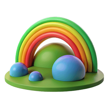 stunning rustic A vibrant rainbow arcing over a green valley, landscape photography style genuine png