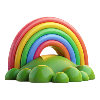 vibrant contemporary A vibrant rainbow arcing over a green valley, landscape photography style high quality png