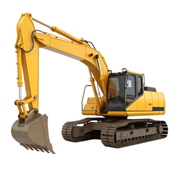 Yellow excavator on a white background png