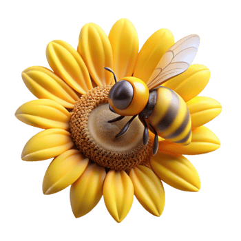 dramatic rustic A close-up of a bee collecting pollen from a sunflower, macro photography, golden hour lighting premium png