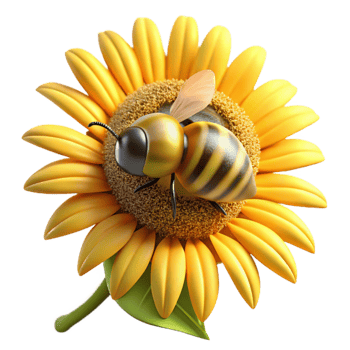 impressive rustic A close-up of a bee collecting pollen from a sunflower, macro photography, golden hour lighting high resolution png