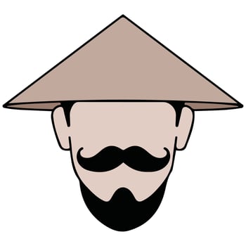 Asian man with conical hat vector