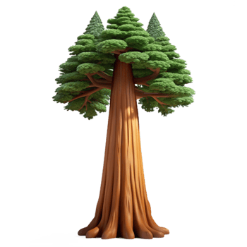 wonderful minimalist A giant sequoia tree towering over a forest, majestic and ancient, landscape photography premium png