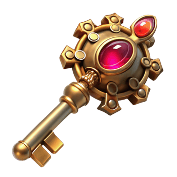 serene creative A steampunk key, ornate design, intricate clockwork mechanism, glowing ruby at the tip, detailed, fantasy art style 4K png