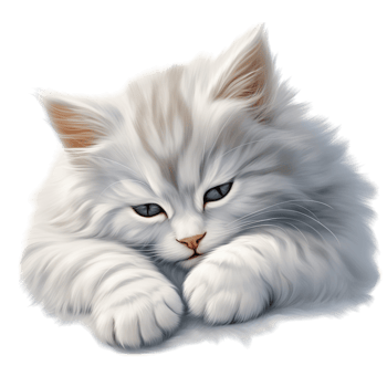 Fluffy white kitten resting soft fur png