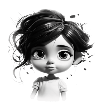Sad expressive black white girl large teary eyes png