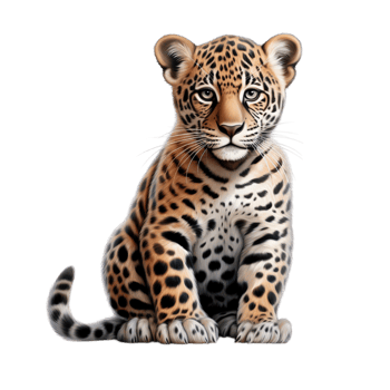 Adorable baby leopard sitting a curious gaze png