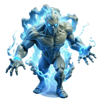 wonderful classic A powerful elemental with body made of swirling water, controlling a raging storm, illuminated by flashes of lightning. Fantasy art, dynamic style original png