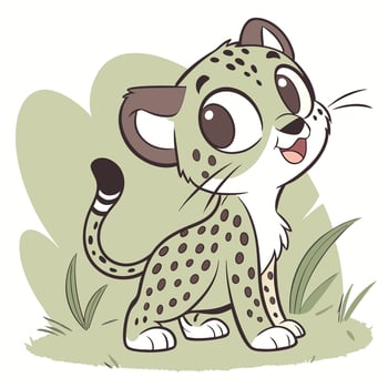 Cute Cartoon Cheetah Cub Standing in Grass vector