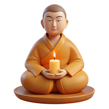 magnificent minimalist Portrait of a serene monk in meditation, soft candlelight, spiritual art style professional png