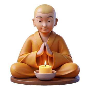 wonderful creative Portrait of a serene monk in meditation, soft candlelight, spiritual art style high resolution png