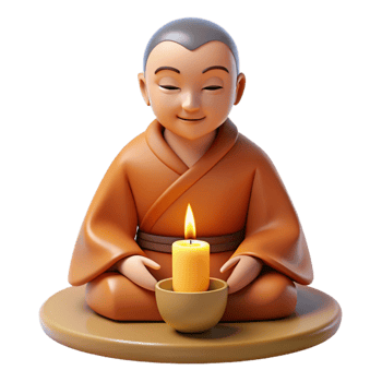 magnificent abstract Portrait of a serene monk in meditation, soft candlelight, spiritual art style high resolution png