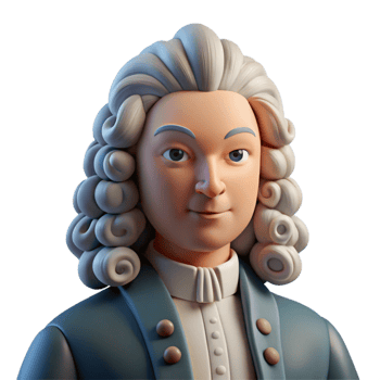 impressive traditional Portrait of a Baroque composer with powdered wig and elegant clothing, dramatic candlelight, Baroque art style original png