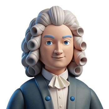 dramatic abstract Portrait of a Baroque composer with powdered wig and elegant clothing, dramatic candlelight, Baroque art style premium png