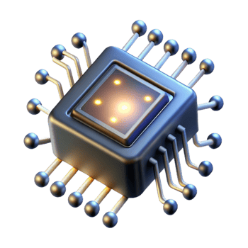 beautiful minimalist A single microchip emitting binary code as beams of light, dark background, abstract digital art, high quality png