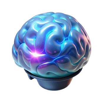 vibrant minimalist A holographic projection of a human brain, pulsating with activity, neon lighting, scientific visualization, high quality png