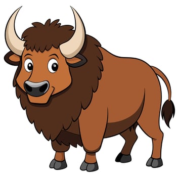 A cartoon bison standing on a white background vector