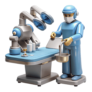 extraordinary rustic A robotic surgeon performing a complex operation, sterile operating room lighting, medical illustration, professional png