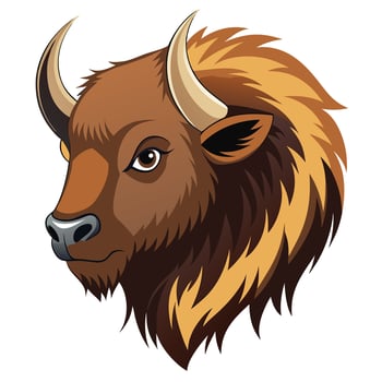 Cartoon Bison Head Isolated Illustration vector