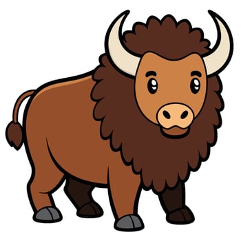 Cartoon Bison Illustration on White Background vector