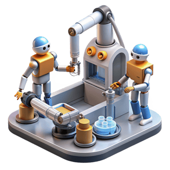 magnificent vintage A group of robots collaborating on a complex task, industrial lighting, futuristic factory, exclusive png