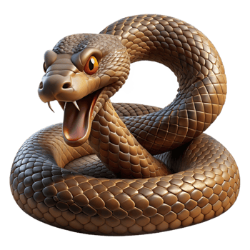 serene minimalist A coiled rattlesnake ready to strike, close-up shot with dramatic lighting, nature documentary style premium png