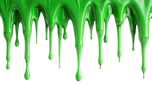 Bright Green Liquid Dripping Downwards on Black Background Detailed Closeup Image png