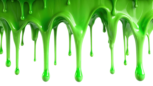 Bright Green Slime Dripping Downwards on Black Background Viscous Gooey Substance Texture png