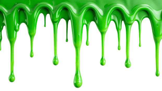 Bright Green Slime Dripping on Black Background png