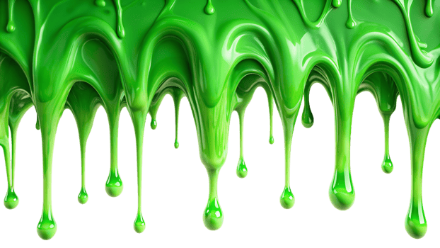 Bright Green Slime Dripping Downwards on Black Background, Viscous Liquid Texture, Abstract Gooey Substance png