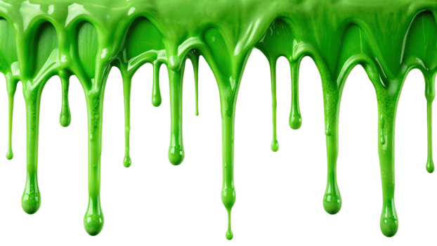 Bright Green Slime Dripping Downwards on Black Background Viscous Gooey Substance png