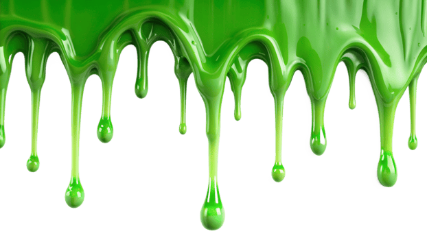 Bright Green Gooey Substance Dripping Downwards Against Black Background png