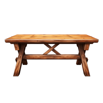 Sturdy wooden table crossed legs a smooth polished surface png