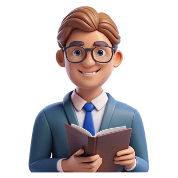 extraordinary artistic Portrait of a teacher with a book, lit by warm classroom lighting, in a painterly style genuine png