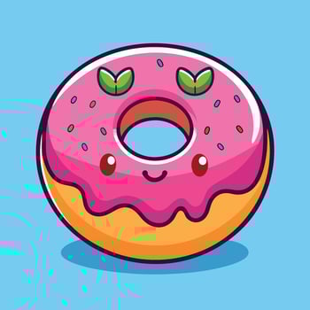 Cute and Melty Donut with Strawberry Filling Cartoon Icon vector